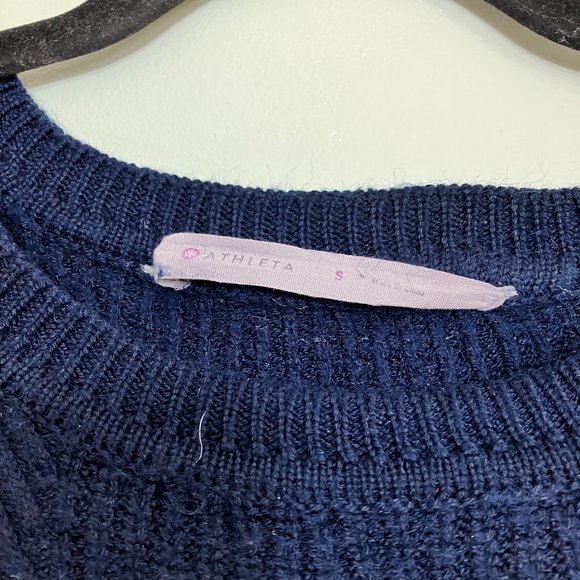 Athleta ribbed merino wool blend tunic sweater navy size small - Picture 4 of 8